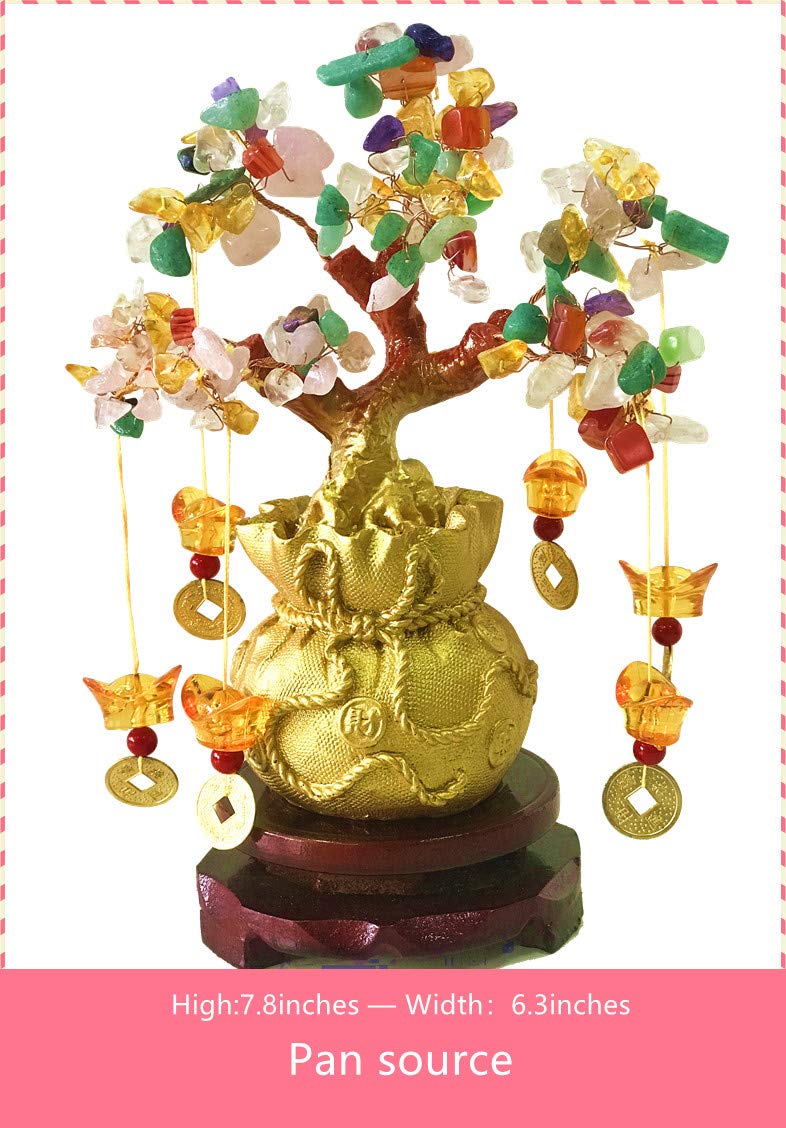 Picmoo Feng Shui Citrine/Citrine Money Tree and Citrine Tree, Faucet Crystal Tree/Chinese Dragon Fortune Crystal Tree/Gift Tree (Colorful) - Image 2